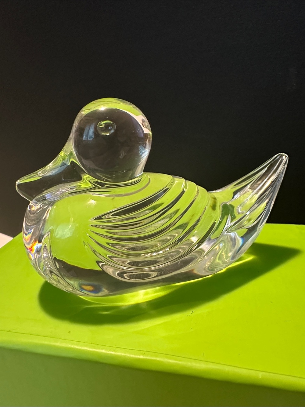 Clear Glass Crystal signed Waterford Duck Figurine